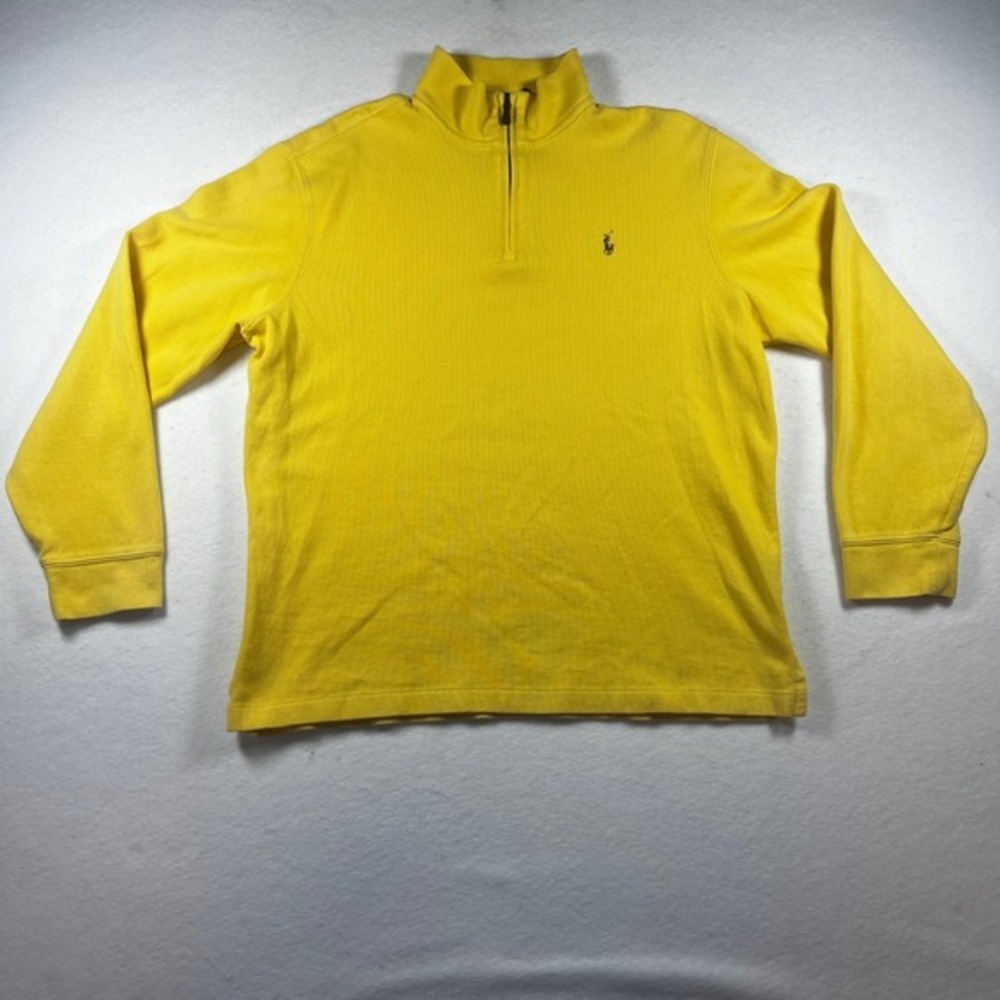 Polo Ralph Lauren $135 L Yellow Estate-Rib 100% Cotton Quarter Zip Pullover Pony
